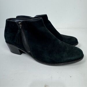 Vionic Serena Black Leather Suede Round Toe Ankle Boots Booties Casual Dressy